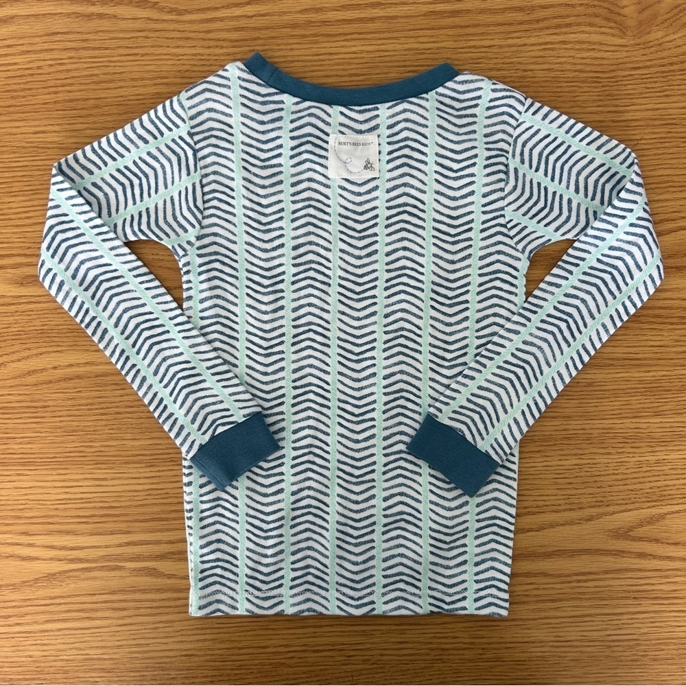 NEW [Burt’s Bees Kids] Organic Cotton Pajama Top Watercolor Chevron - Picture 4 of 6